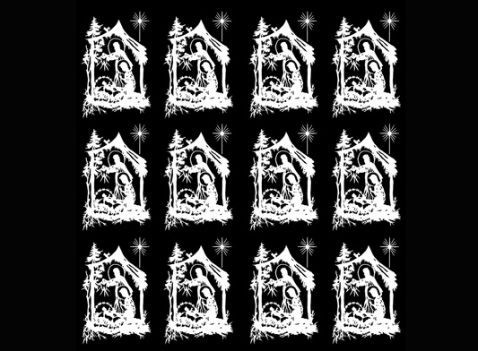 Christmas Nativity 24 pcs 1-1/16" White Fused Glass Decals