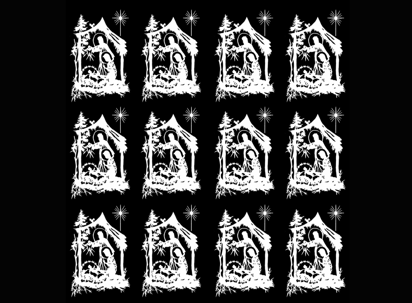Christmas Nativity 24 pcs 1-1/16" White Fused Glass Decals