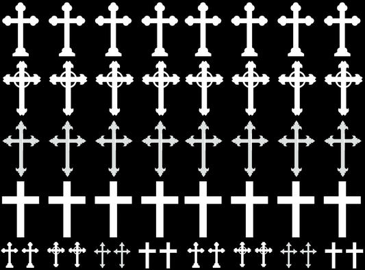 Crosses 48 pcs 1/2" to 1-1/16" White Fused Glass Decals