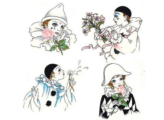 Pierrot Sad Clowns Overglaze Ceramic Decals