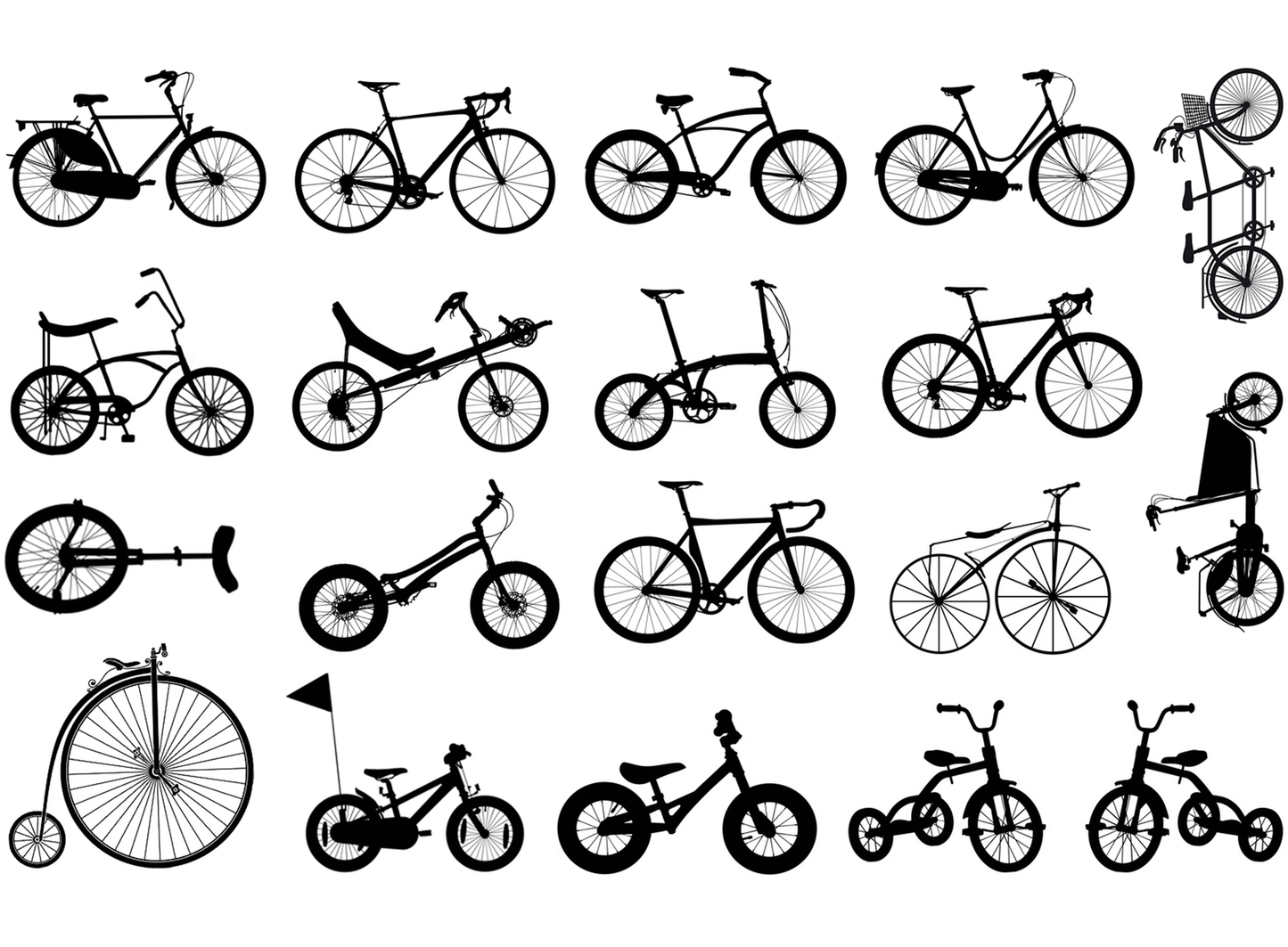 Bicycle 19 Pcs 1" Black Fused Glass Decals