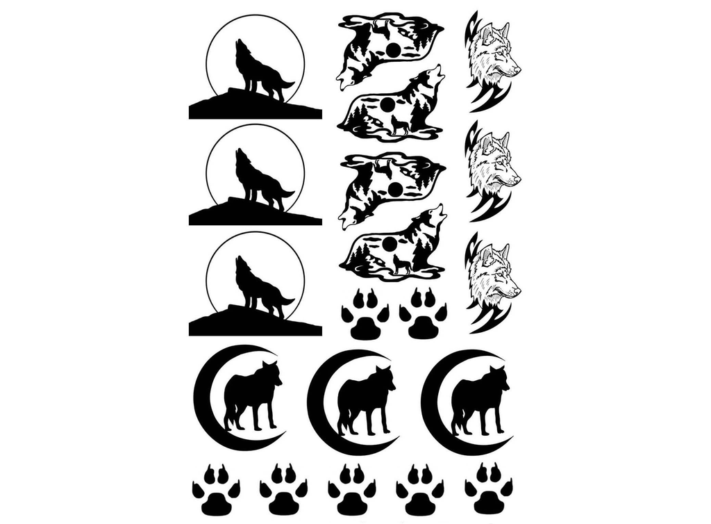 Wolves 20 pcs 1/2" to 1-1/8" Black Fused Glass Decals