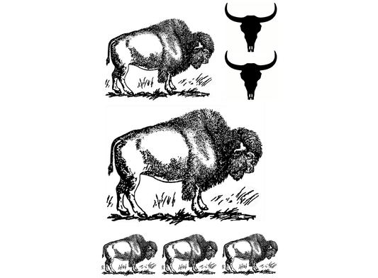 Bison 7 Pcs 1" to 3"  Black Fused Glass Decals