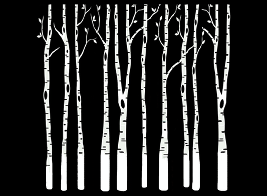 Birch Trees 2 Pcs 4" White Fused Glass Decals