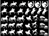 Horse Play 31 pcs 1" to 1-1/8" White Fused Glass Decals