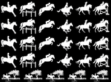 Horse Rider Jumping 29 pcs 1" White Fused Glass Decals