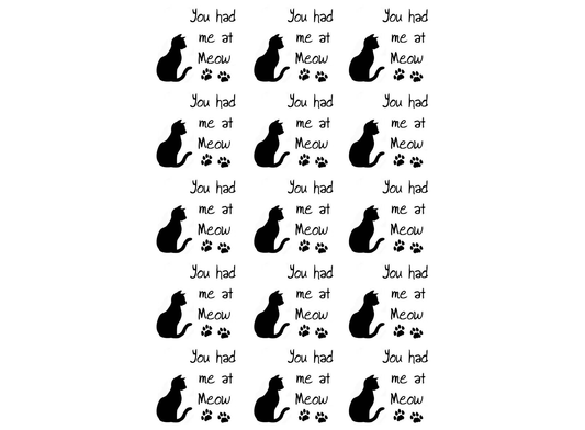 You had me at Meow Cat 15 pcs 1" Black Fused Glass Decals