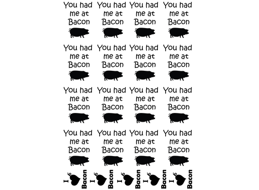 You had me at Bacon Pig 21 pcs 1" Black Fused Glass Decals
