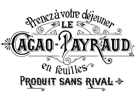 Cacao Payraud Typography 4 pcs 3-1/2" Black Fused Glass Decals