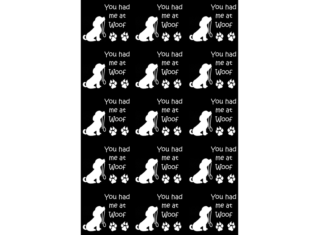 You had me at Woof Dog 15 pcs 1" White Fused Glass Decals