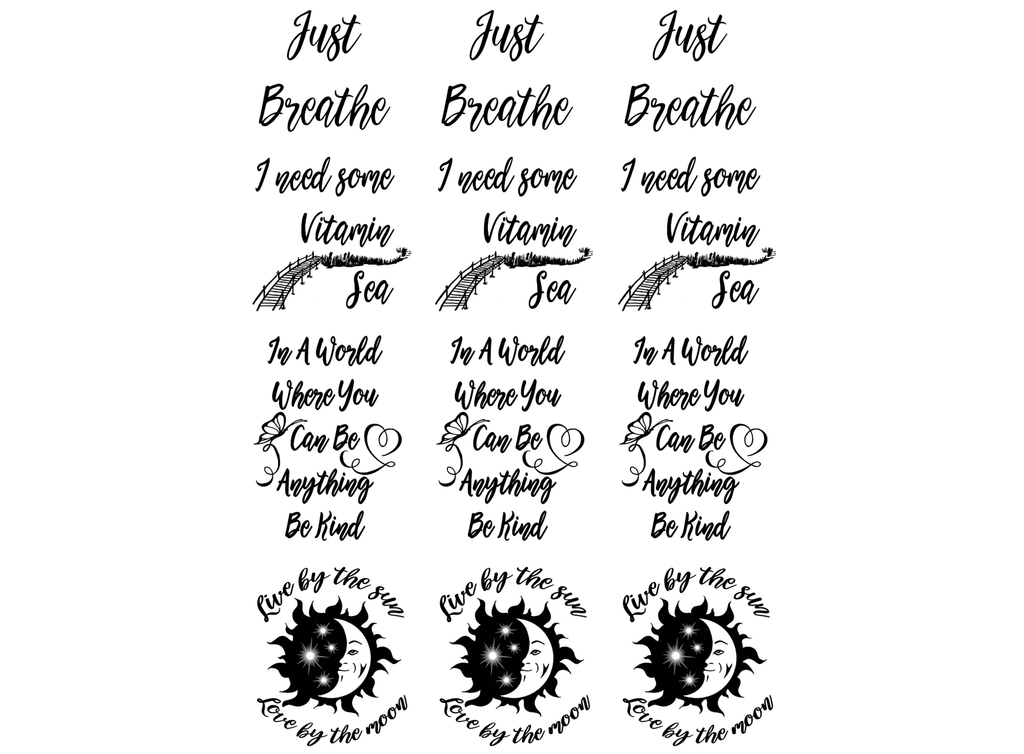 Just Breathe 12 pcs  7/8" to 1-1/2"  Black Fused Glass Decals