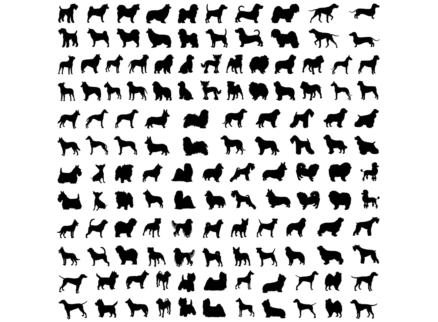 Dogs 132 pcs 7/16" Black Fused Glass Decals
