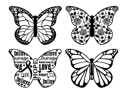 Butterfly Collection 8 pcs 1-3/4"  Black Fused Glass Decals