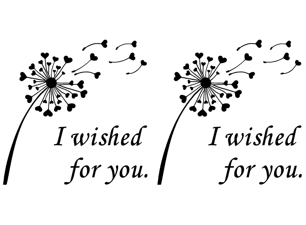 Dandelion I Wished for You  4 pcs 2-1/2"  Black Fused Glass Decals