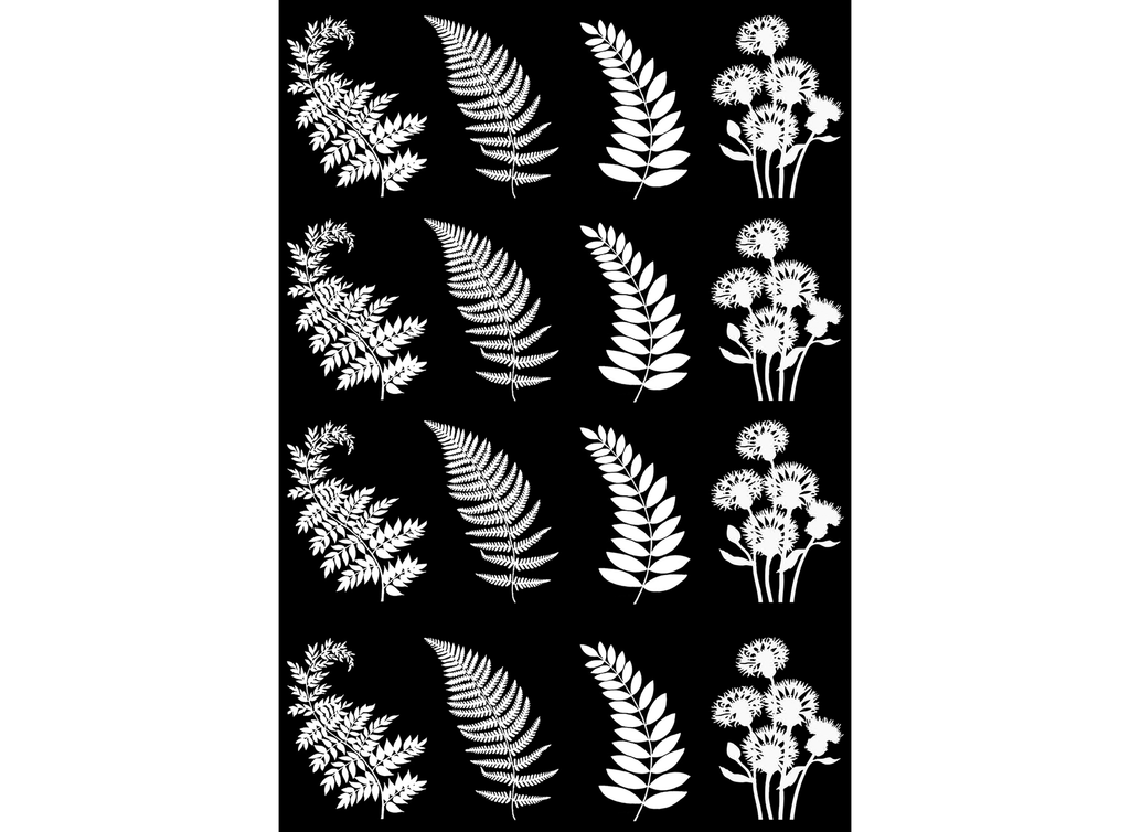 Fern Fronds 16 pcs 1-1/8" White Fused Glass Decals