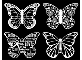 Butterfly Collection 8 pcs 1-3/4" White Fused Glass Decals
