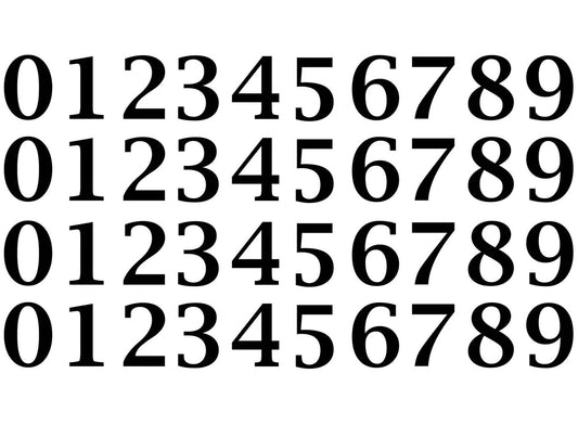 Lucida Font Numbers 40 pcs 1 Inch Black Fused Glass Decals