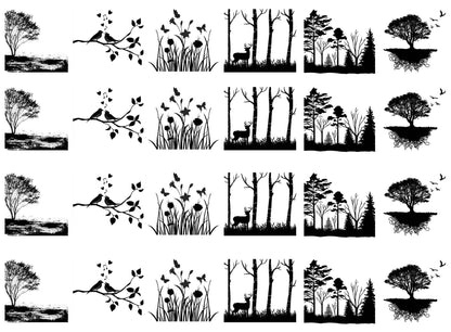 Summer Breeze 24 pcs 1 Inch Black Fused Glass Decals