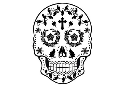 Christmas Skulls 6 pcs 2 Inch Black Fused Glass Decals
