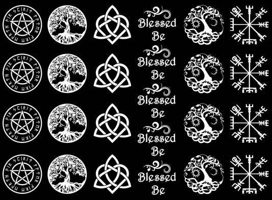 Blessed Be 25 Pcs 1" White Fused Glass Decals