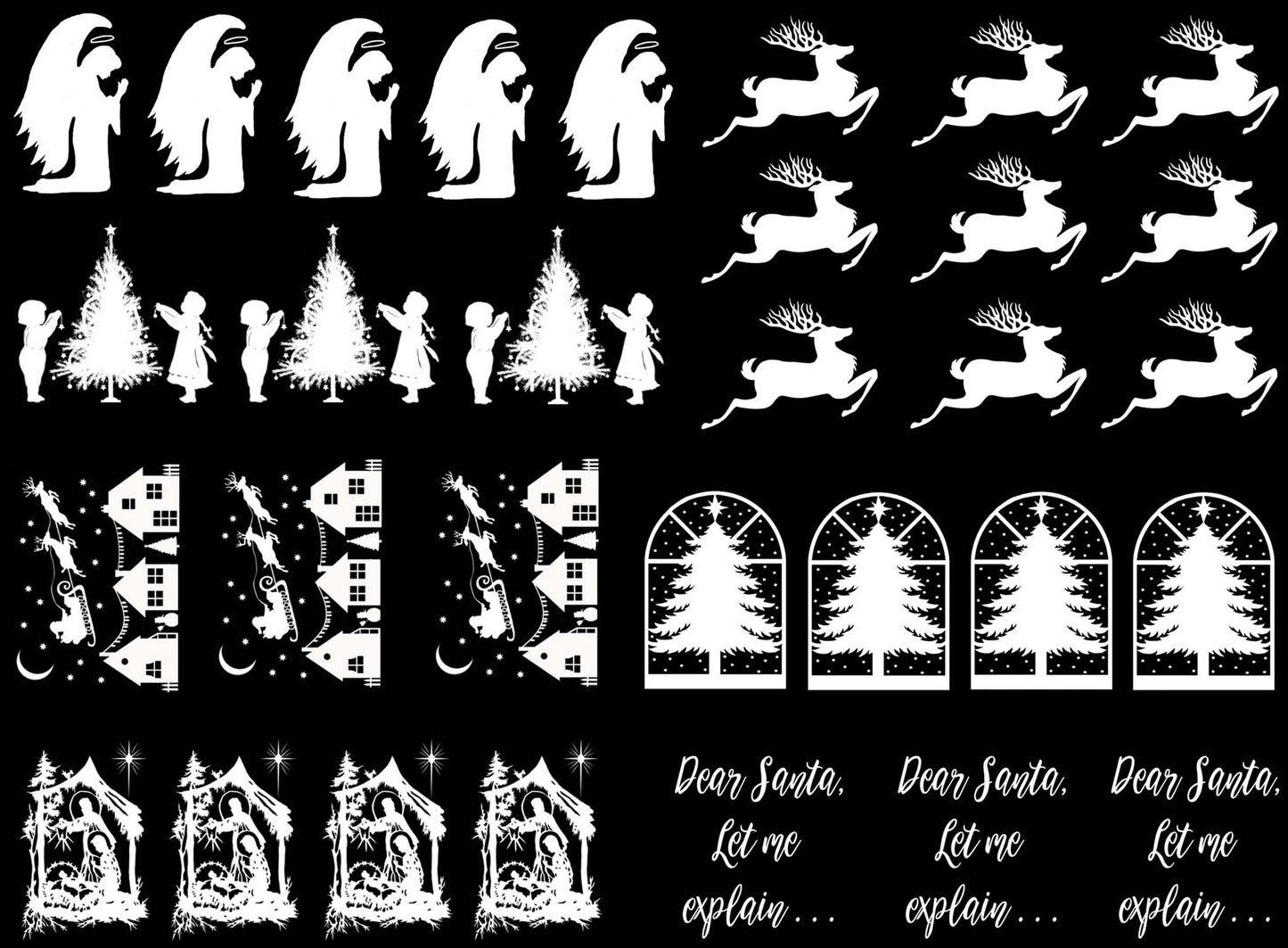 Christmas Angel Nativity 31 pcs 1 Inch White Fused Glass Decals