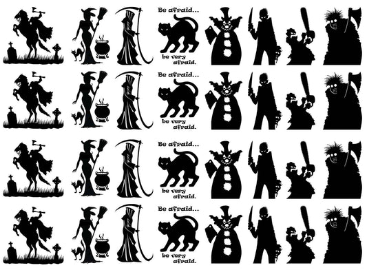 Halloween Scare 32 pcs 1.15 Inch Black Fused Glass Decals