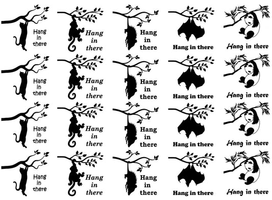 Hang in There 20 pcs 1.15 Inch Black Fused Glass Decals