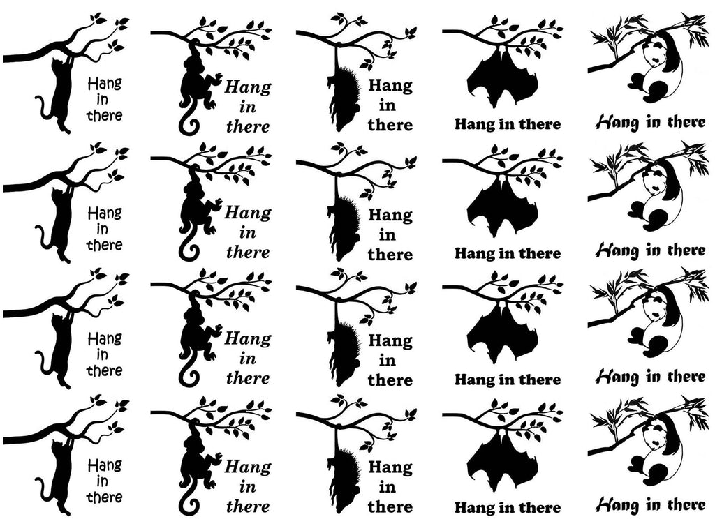 Hang in There 20 pcs 1-1/8" Black Fused Glass Decals