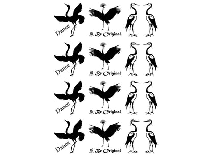 Crazy Cranes 16 pcs 1.15 Inch Black Fused Glass Decals