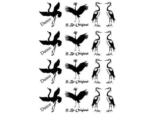 Crazy Cranes 16 pcs 1-1/8" Black Fused Glass Decals