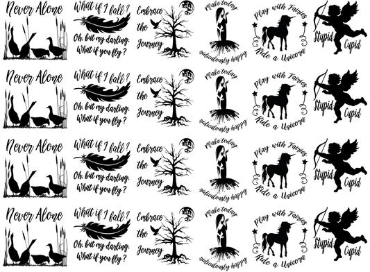 Inspiration Fun 24 pcs 1.15 Inch Black Fused Glass Decals