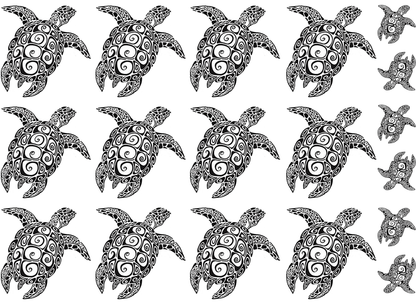 Sea Turtle 20 pcs Black Fused Glass Decals