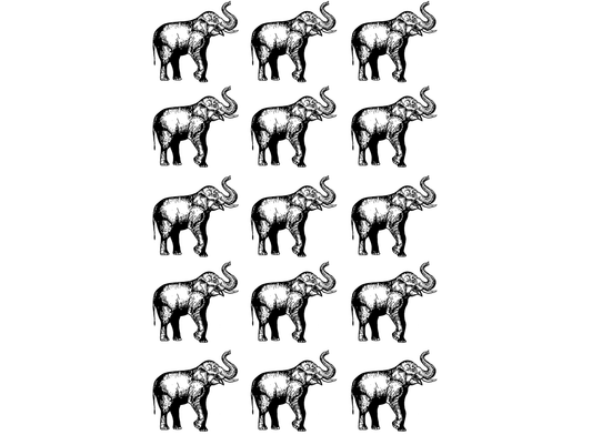 Lucky Elephants 15 pcs 1 Inch Black Fused Glass Decals