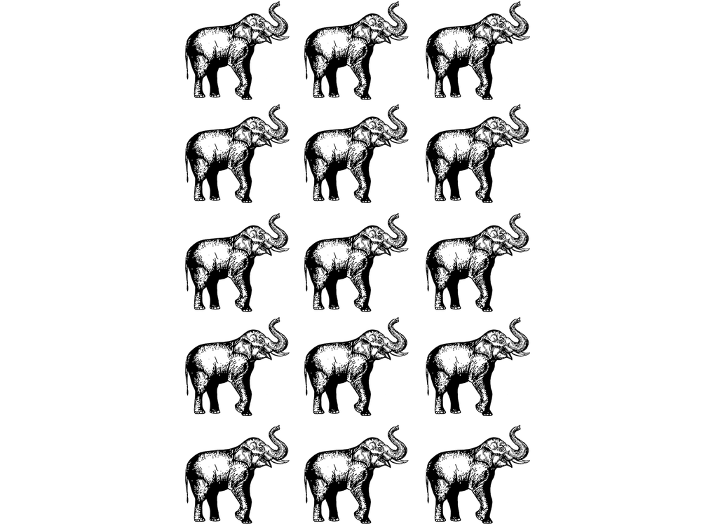 Lucky Elephants  15 pcs 1" Black Fused Glass Decals