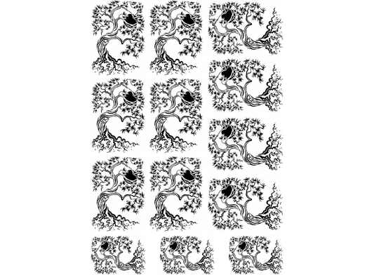 Twisting Trees 13 pcs 1.35 Black Fused Glass Decals