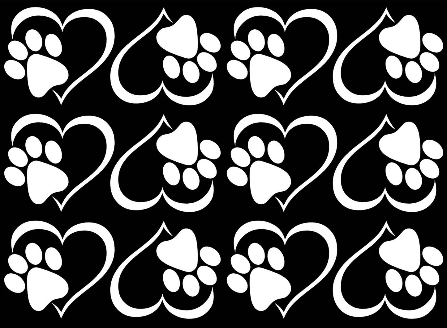 Heart Paw Print 12 pcs 1-3/4" White Fused Glass Decals