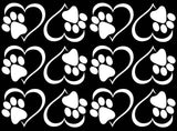 Heart Paw Print 12 pcs 1-3/4" White Fused Glass Decals