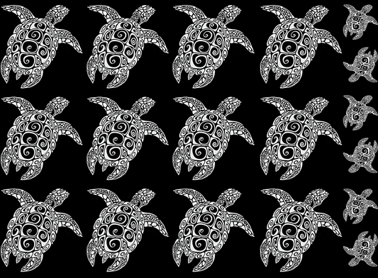 Sea Turtles 12 pcs White Fused Glass Decals