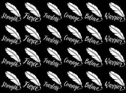 Quill Feather Courage Believe 24 pcs White Fused Glass Decals