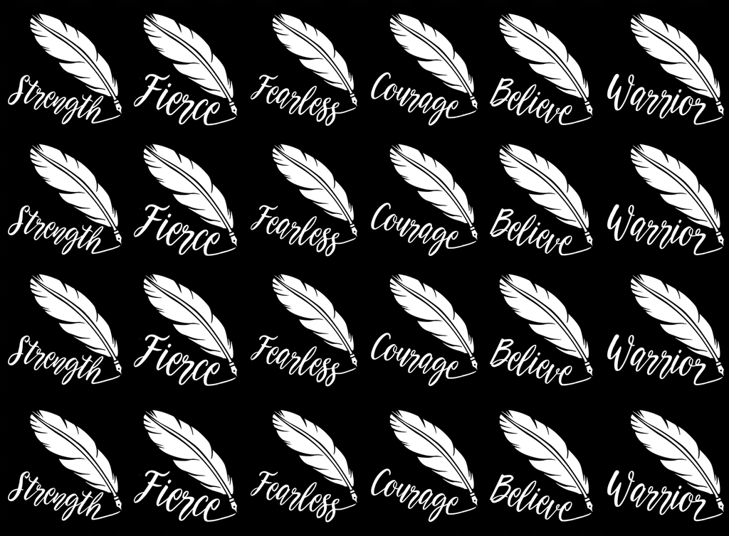 Quill Feather Courage Believe 24 pcs 1-1/8" White Fused Glass Decals