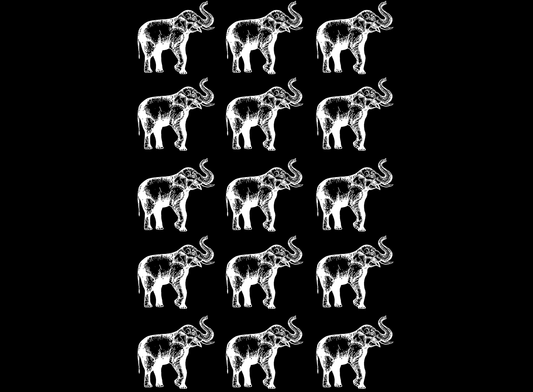 Lucky Elephants 15 pcs 1 Inch White Fused Glass Decals