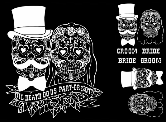 Til Death Bride and Groom White Fused Glass Decals