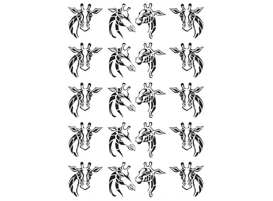 Giraffe Heads 20 pcs 0.85 Inch Black Fused Glass Decals