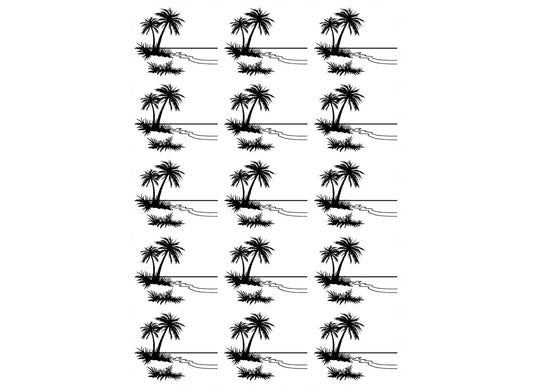 Tropical Beach 15 pcs 1.15 Inch Black Fused Glass Decals