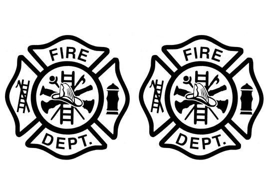 Firefighter's Maltese Cross 2 pcs 3 Inch Black Fused Glass Decals