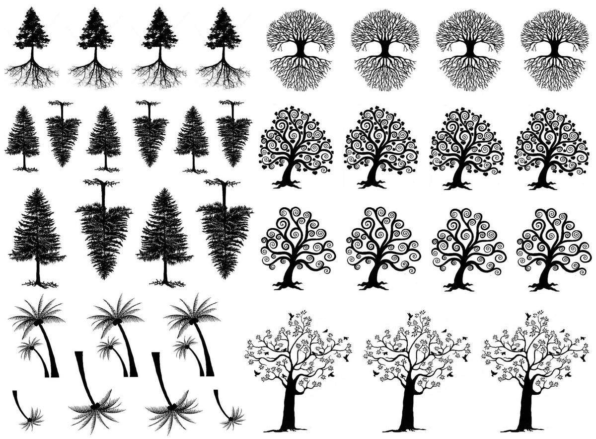 Tree Curly Q 36 pcs 0.5 to 1.25 Inch Black Fused Glass Decals – Captive ...