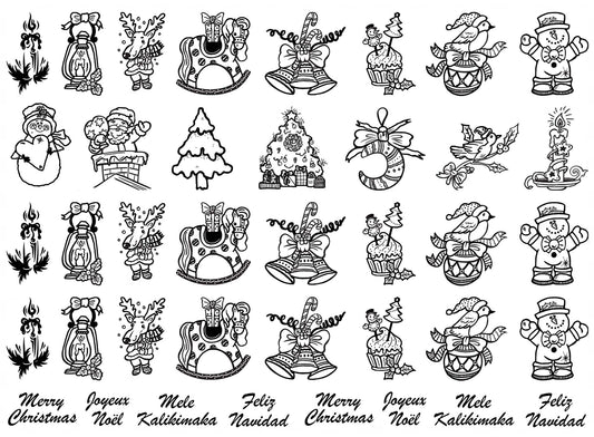 Christmas Decor 39 pcs 1 Inch Black Fused Glass Decals
