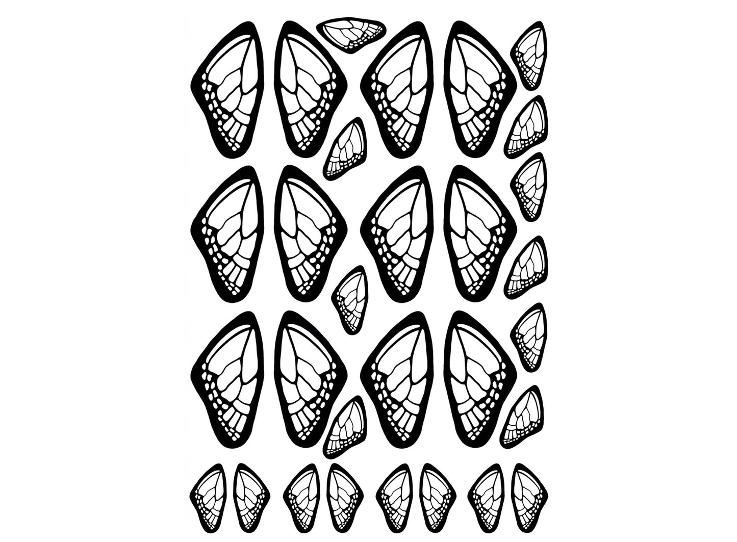 Butterfly Wings 30 pcs Black Fused Glass Decals