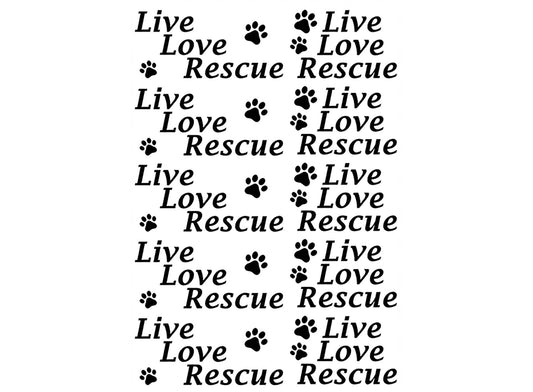 Live Love Rescue 10 pcs 2 Inch Black Fused Glass Decals