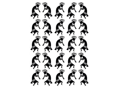 Kokopelli Twins 25 pcs 1 Inch Black Fused Glass Decals